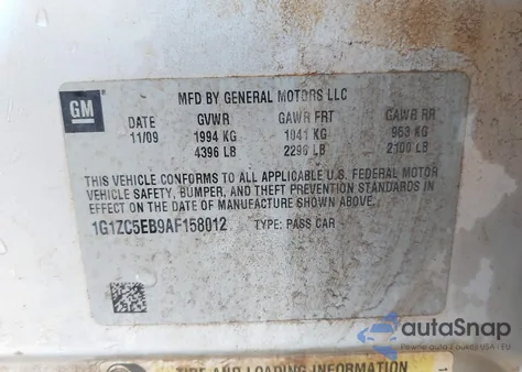 2010 Chevrolet Malibu Lt z USA, uszkodzony, nr VIN 1G1ZC5EB9AF158012